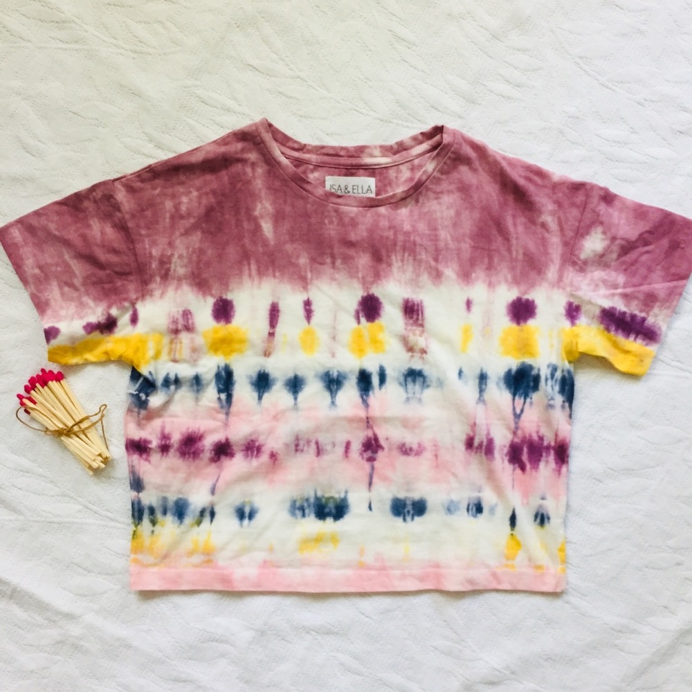 ISA & ELLA Cropped Tie Dye Sustainable T-Shirt NWT